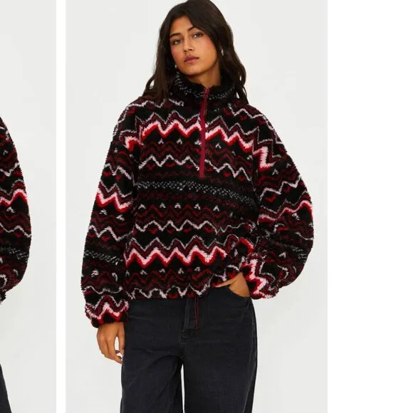 Anthropologie x Beach Riot Leona Slopes Sherpa Quarter-Zip Pullover Size M NWOT - Picture 13 of 15